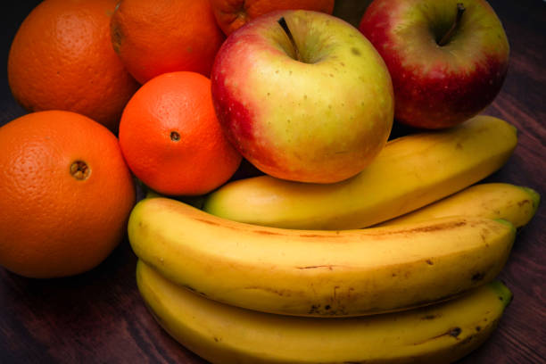 Fruit combination of apple orange and banana